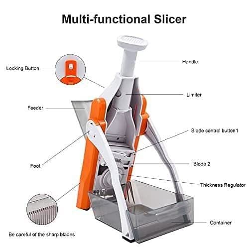 Aktnil Home Multifunctional Kitchen Vegetable Cutter Mandoline Chopper with Stainless Steel Blades Vegetable Shredder Grinder Slicer and Salad Maker Machine - Image 3