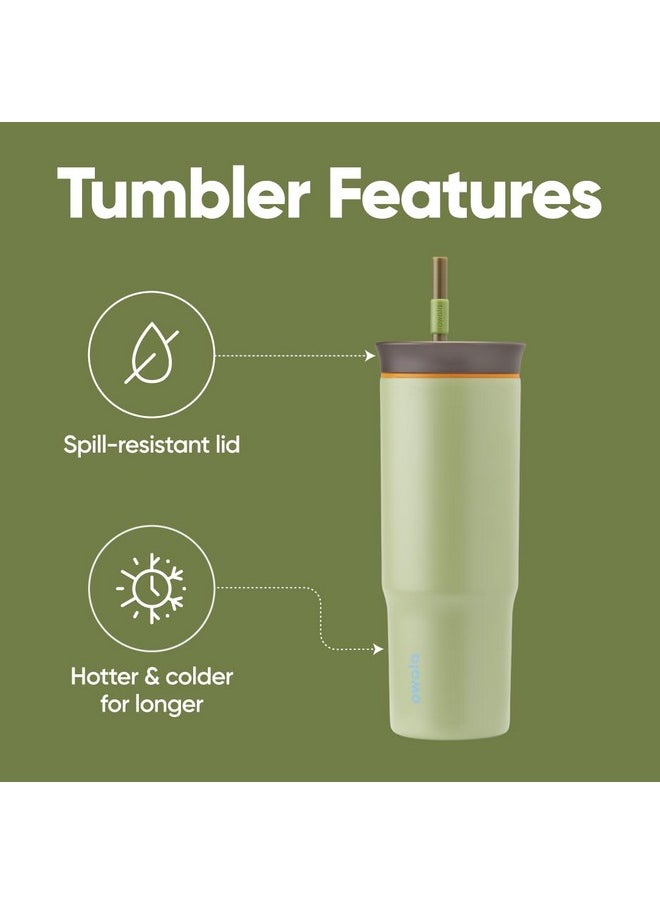 Owala Owala Stainless Steel Triple Layer Insulated Travel Tumbler with Spill Resistant Lid and Straw, BPA Free, 24 oz, Brown/Green (Brave Adventures)  - Image 3