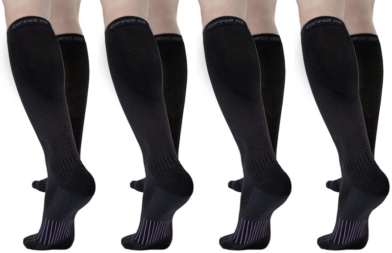 Copper Fit unisex adult Moisturizing Energy Plus Easy On Easy Off Knee High Compression Socks, Black, Small-Medium US - Image 1