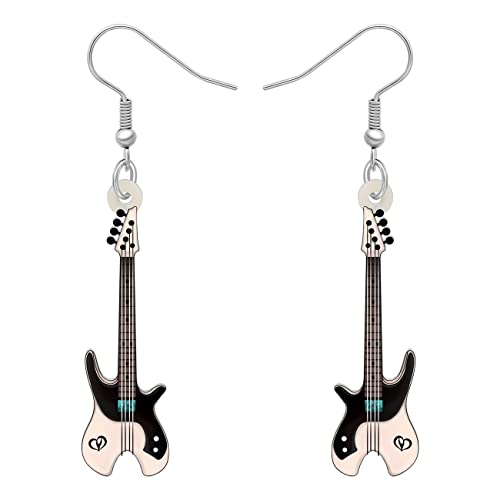 DUOWEI Acrylic Cute Music Bass Electric Guitar Earrings Charms Instrument Drop Dangle Jewelry Gifts for Women Bass - Image 1