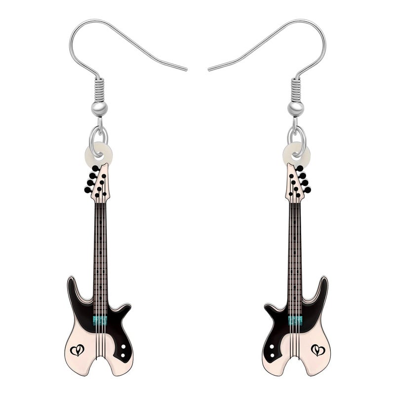 DUOWEI Acrylic Cute Music Bass Electric Guitar Earrings Charms Instrument Drop Dangle Jewelry Gifts for Women Bass - Image 3