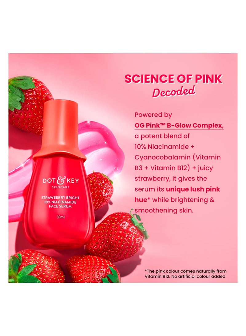 Dot & Key 10% Niacinamide + Strawberry Face Serum with Vitamin B12 & Hyaluronic Acid | Fades Dark Spots, Hyperpigmentation & Dullness | Hydrates, Smooths & Minimizes Pores | 30ml - Image 2