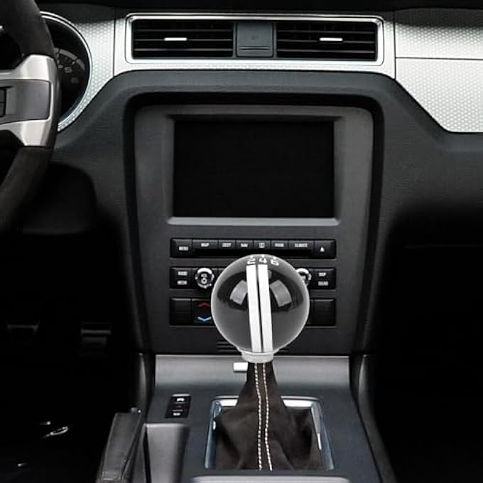 rayihni Jiawu 6 Speed Manual Gear Stick Knob Aluminum Shifter Round Ball Shape Replacement With 3 Adapters Fit for Universal Most of Vehicle Black and White - Image 4