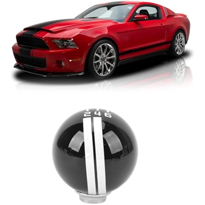 rayihni Jiawu 6 Speed Manual Gear Stick Knob Aluminum Shifter Round Ball Shape Replacement With 3 Adapters Fit for Universal Most of Vehicle Black and White - Image 5