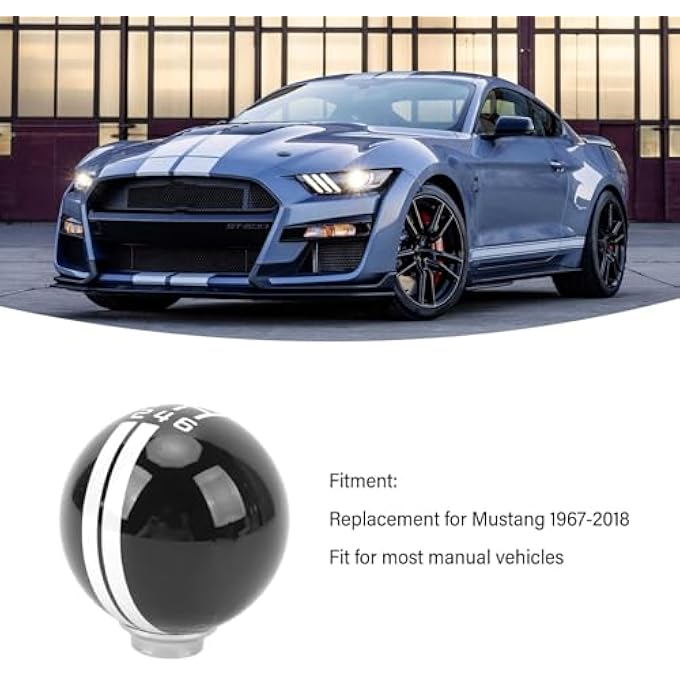 rayihni Jiawu 6 Speed Manual Gear Stick Knob Aluminum Shifter Round Ball Shape Replacement With 3 Adapters Fit for Universal Most of Vehicle Black and White - Image 2