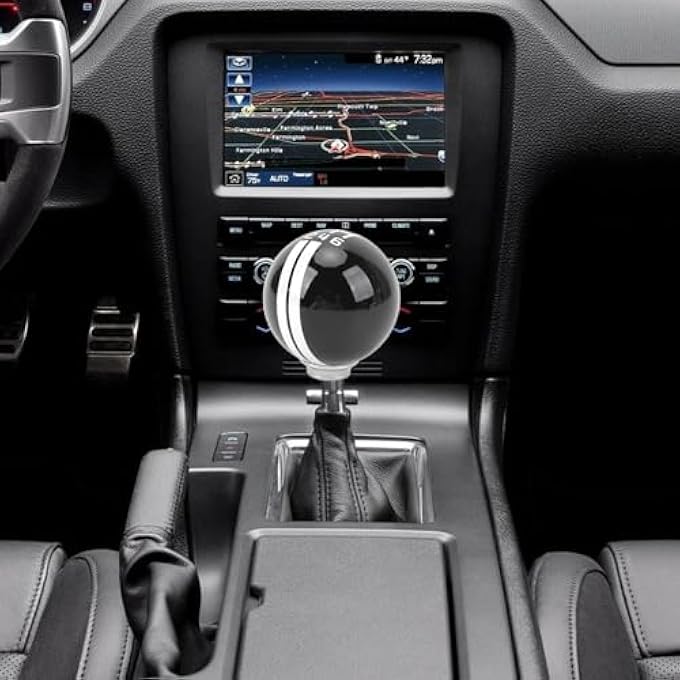 rayihni Jiawu 6 Speed Manual Gear Stick Knob Aluminum Shifter Round Ball Shape Replacement With 3 Adapters Fit for Universal Most of Vehicle Black and White - Image 3