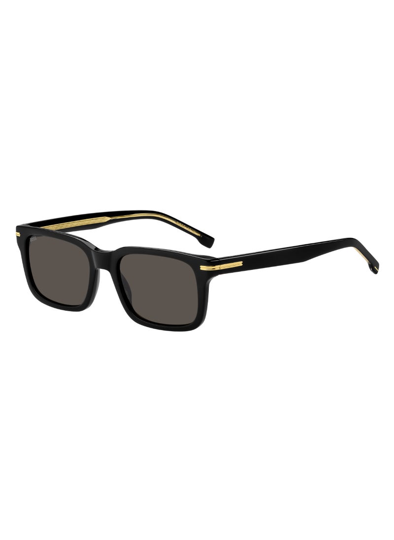 HUGO BOSS Men's UV Protection Rectangular Shape Acetate Sunglasses BOSS 1628/S GREY 38 - Lens Size: 37.9 Mm - Black  - Image 1