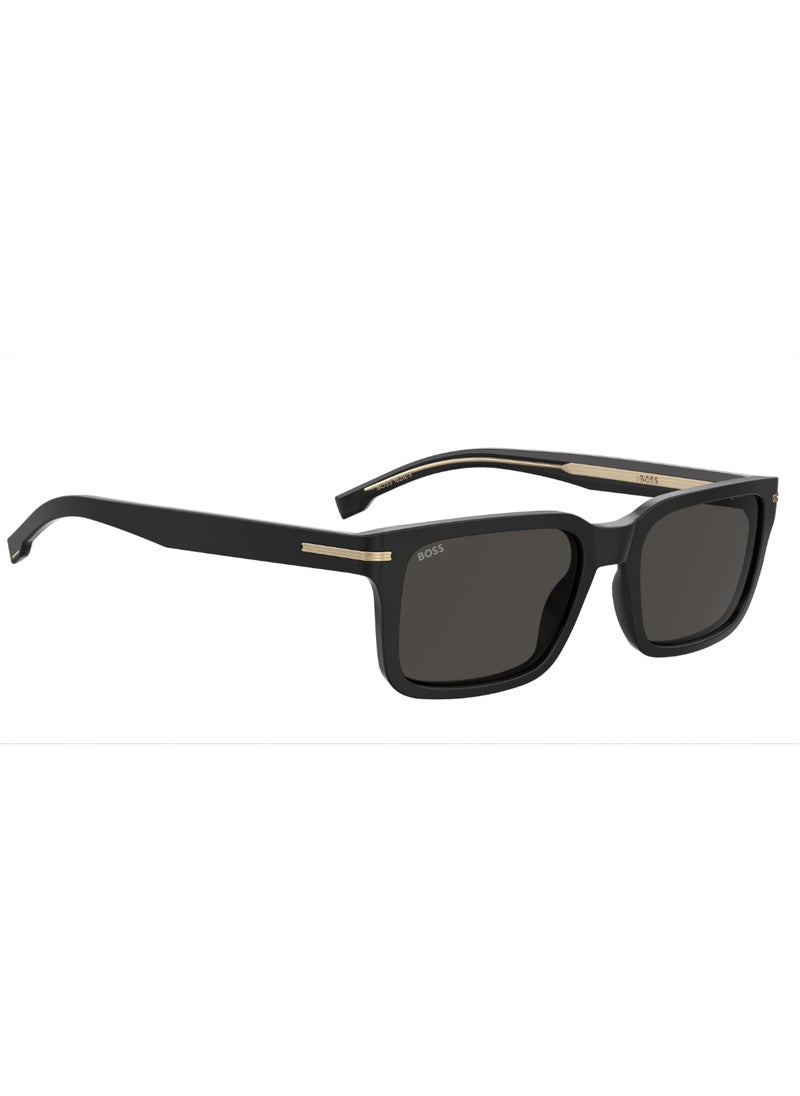 HUGO BOSS Men's UV Protection Rectangular Shape Acetate Sunglasses BOSS 1628/S GREY 38 - Lens Size: 37.9 Mm - Black  - Image 2