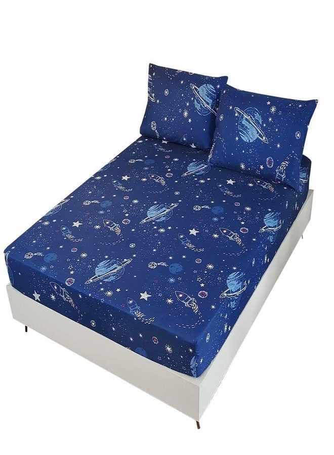 MAG 3 Pcs Full Bedding Set,Space Galaxy Sheets Planets Stars Full Sheet Set,for for Kids Teens Boys Girls and Space-Lovers,Super Soft Microfiber with 1 Fitted Sheet 14'' Deep Pocket and 2 Pillowcase. - Image 1