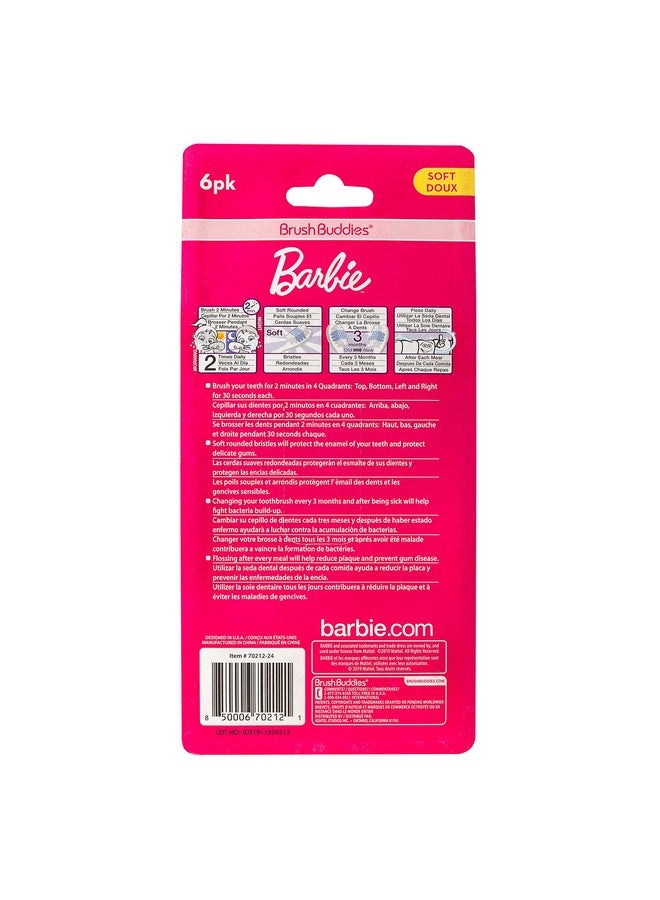 Brush Buddies 6 Pack Barbie Toothbrushes for Kids, Children's Toothbrushes, Soft Bristle Toothbrushes for Kids - Image 4