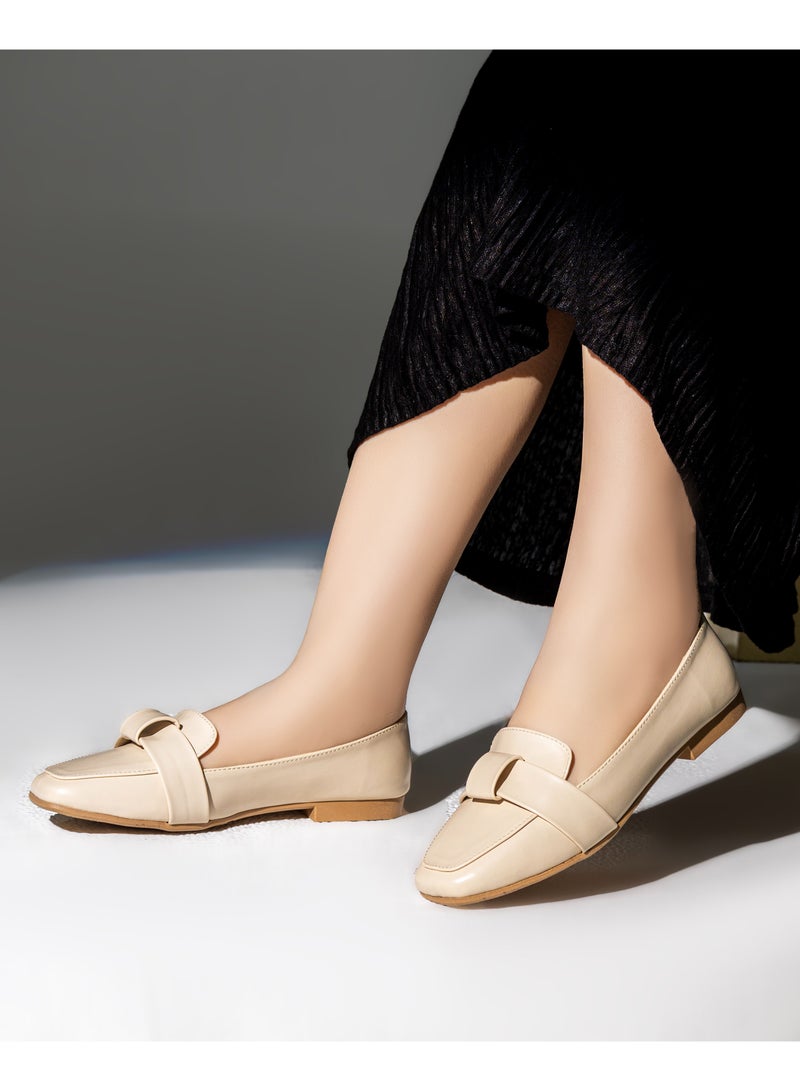 باليرينا جلد مسطح سهل الارتداء - BN-509 - بيج