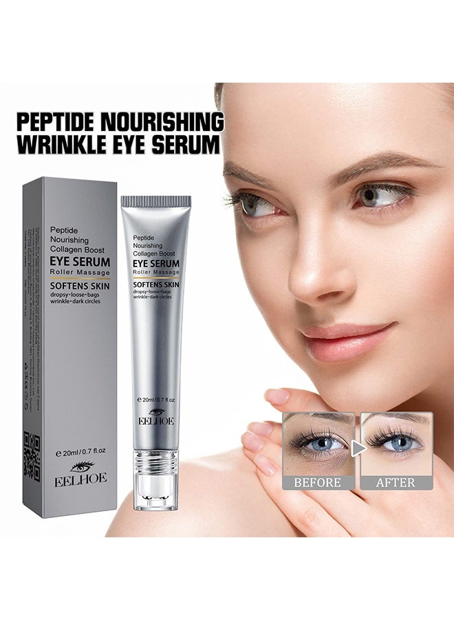 EELHOE Eye Serum, Eye Repair Cream, Eye Cream, Eye Enhancing Roller 20 ml, Anti-Aging Under Eye Roller Cream for Dark Circles Puffiness Wrinkles and Fine Lines, Eye Care Serum with 360°Massage Ball, Relieve Eye Fatigue Lift Firm Reduce Wrinkles - Image 2