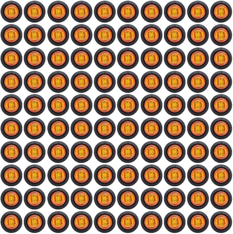 TMH (Pack of 100 3/4 Inch Mount Amber LED Clearance Button Marker lights Side LED marker lights for trailer Truck RV Car Bus Van 12V DC - Image 1