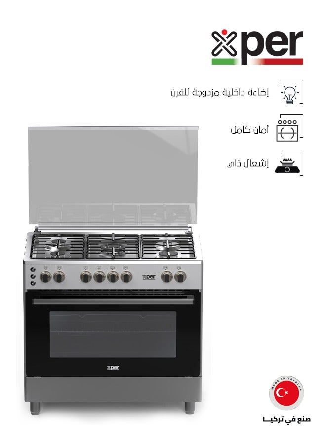 XPER Gas Oven - 5 Burners - 59.5*89.8 cm - Steel - Made in Turkey - XP960GGEN - Image 1