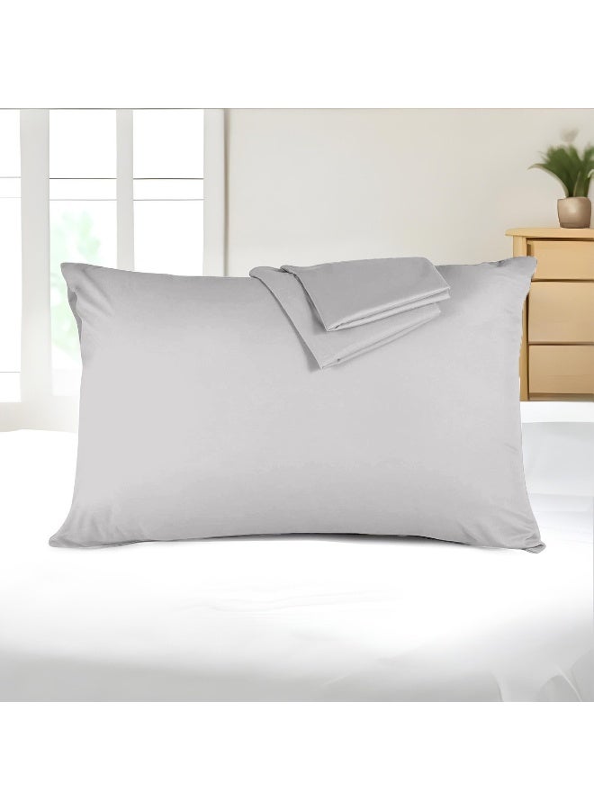 Microfiber Pillow Cases 2 Piece Set 50X75Cm, 20X30 Inches Light Grey Pillow Cover Soft Brushed Supersoft Fabric Pillow Cases Standard Size