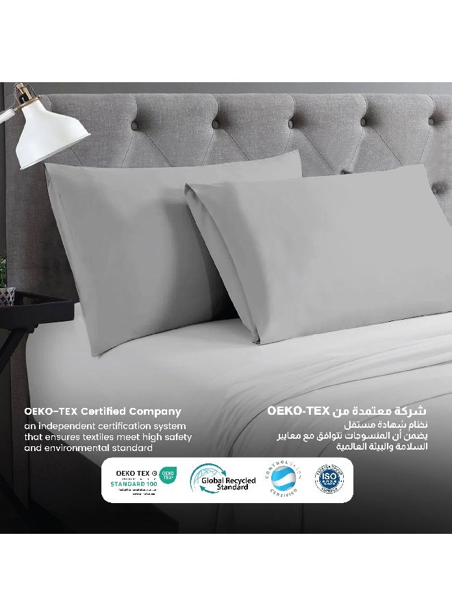 Microfiber Pillow Cases 2 Piece Set 50X75Cm, 20X30 Inches Light Grey Pillow Cover Soft Brushed Supersoft Fabric Pillow Cases Standard Size