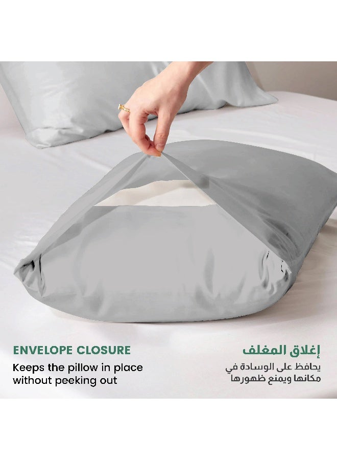 Microfiber Pillow Cases 2 Piece Set 50X75Cm, 20X30 Inches Light Grey Pillow Cover Soft Brushed Supersoft Fabric Pillow Cases Standard Size