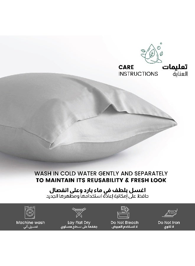 Microfiber Pillow Cases 2 Piece Set 50X75Cm, 20X30 Inches Light Grey Pillow Cover Soft Brushed Supersoft Fabric Pillow Cases Standard Size
