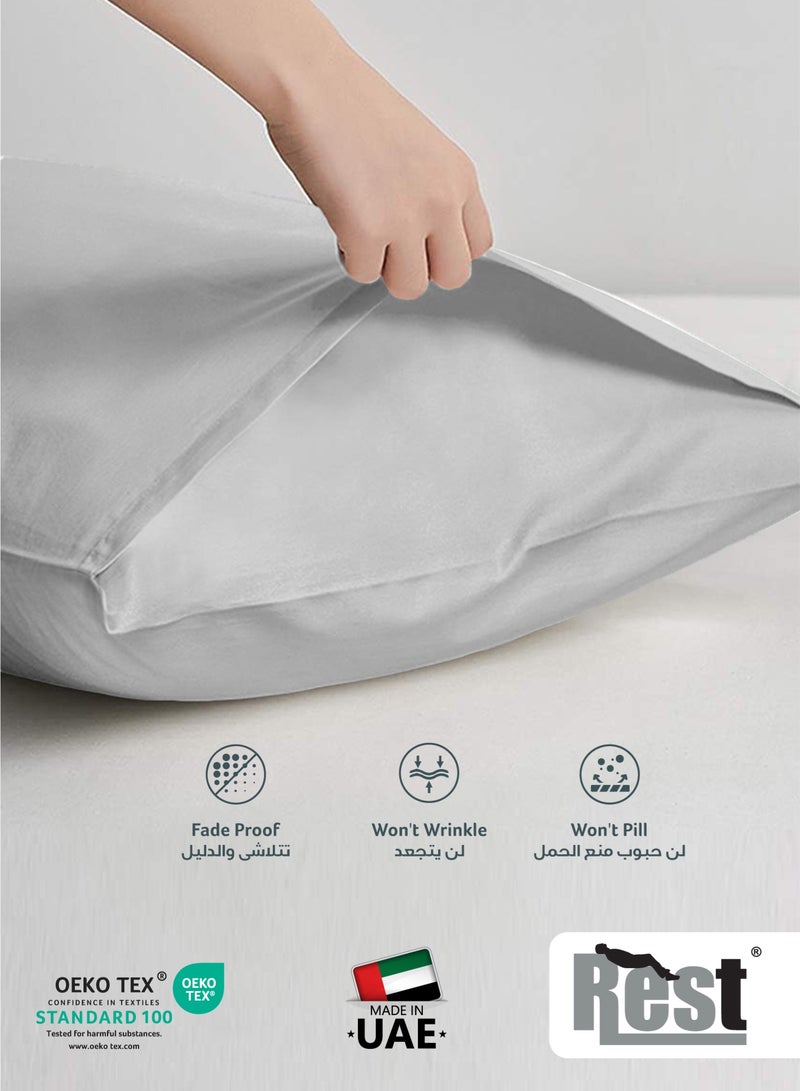 REST Microfiber Pillow Cases 2 Piece Set 50x75cm, 20x30 Inches Light Grey Pillow Cover Soft Brushed Supersoft Fabric Pillow Cases Standard Size - Image 3