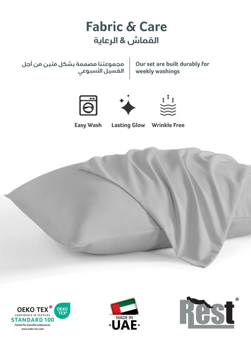 REST Microfiber Pillow Cases 2 Piece Set 50x75cm, 20x30 Inches Light Grey Pillow Cover Soft Brushed Supersoft Fabric Pillow Cases Standard Size - Image 4