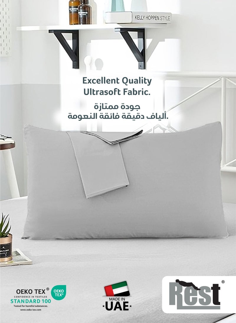 REST Microfiber Pillow Cases 2 Piece Set 50x75cm, 20x30 Inches Light Grey Pillow Cover Soft Brushed Supersoft Fabric Pillow Cases Standard Size - Image 2