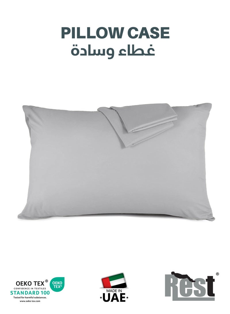 REST Microfiber Pillow Cases 2 Piece Set 50x75cm, 20x30 Inches Light Grey Pillow Cover Soft Brushed Supersoft Fabric Pillow Cases Standard Size - Image 1