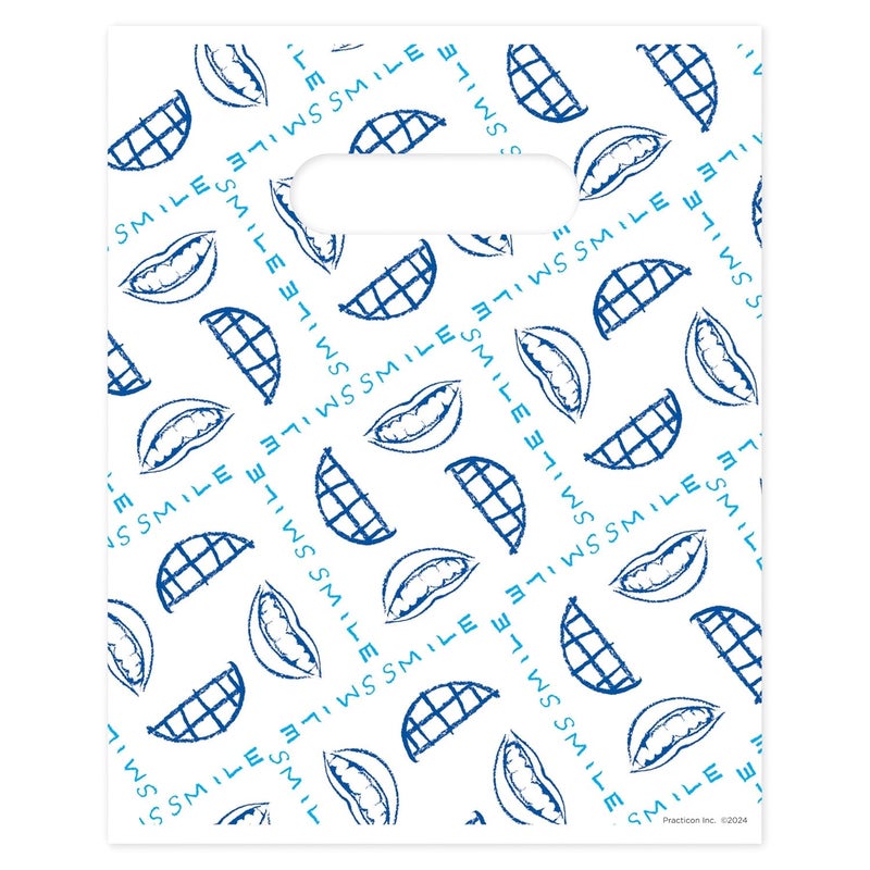 Practicon Smile Plaid Dental Giveaway Bags, 8" x 10", 100 Pack - Image 1