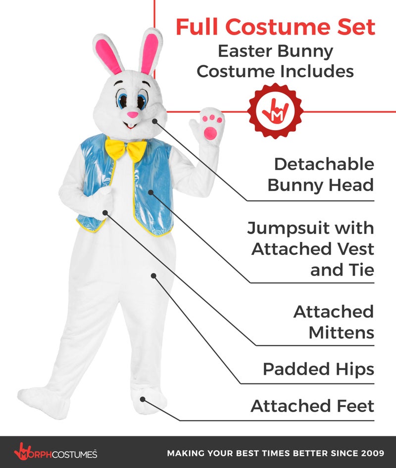 Morph Easter Bunny Costume Adult with Waistcoat, Adult Bunny Suit, Easter Costumes for Adults, Rabbit Suit, Large - Image 2