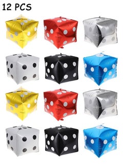 HY 12 Pcs Jumbo Large Inflatable Dice, 12 Inch nflatable Large Dice Party Decorations Colorful Dice Balloons Large Dice Set for Indoor and Outdoor Games Theme Party Decorations (Six Colors)  - Image 1