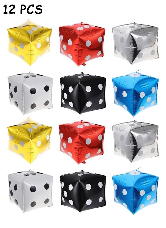 HY - 12 Pcs Jumbo Large Inflatable Dice, 12 Inch nflatable Large Dice Party Decorations Colorful Dice Balloons Large Dice Set for Indoor and Outdoor Games Theme Party Decorations (Six Colors) - Image 1