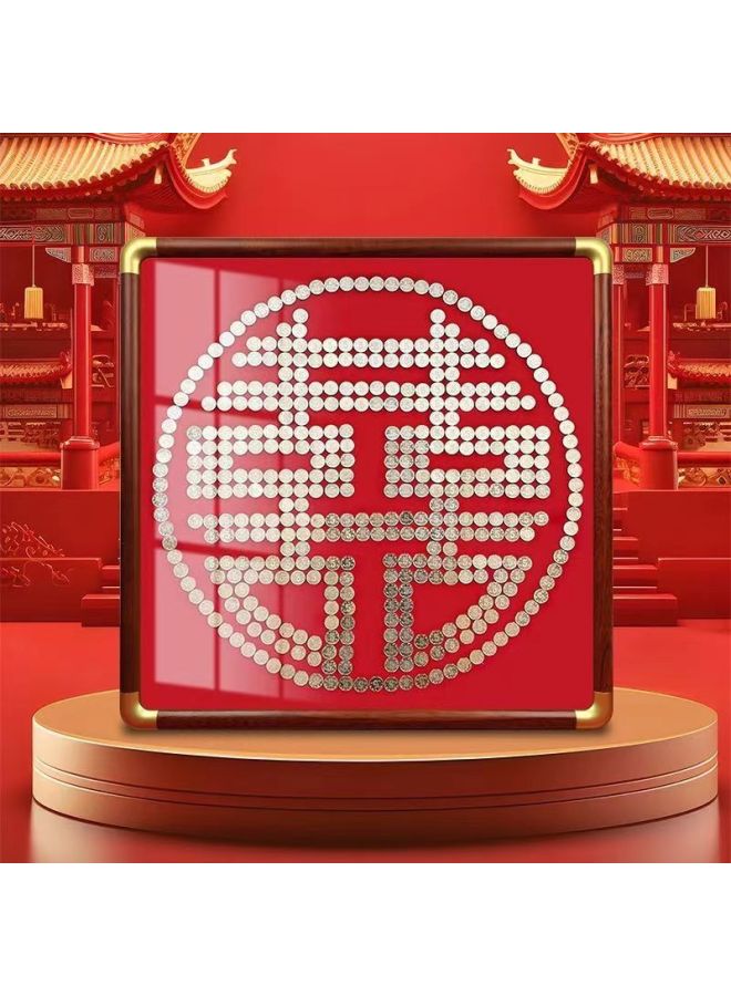 Best Friend Wedding Gift Coin Photo Frame Template Diy Handmade Gift Flocking Cloth 5 50 Cents Mao Xi Zi Xi Zi-Color:Rosewood Color Rounded Corners Require 422 Wedding Coins - Complete Set Of Photo Frames * Dispensing Glue * Velvet Template * Gift Bag * Wedding Coin - Image 1