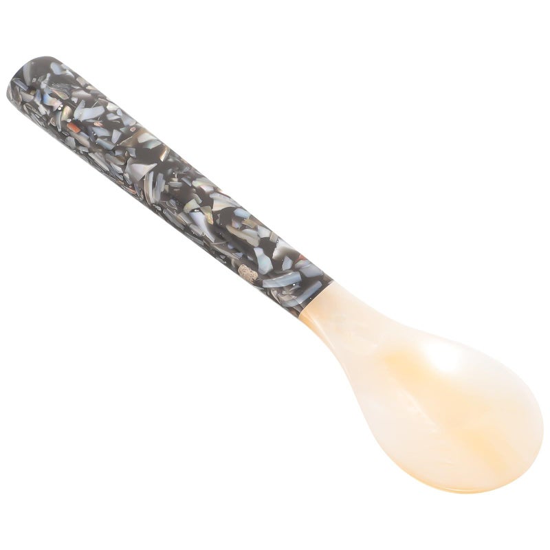 Black Shell Spoon 12cm Floral Patterned Dessert Ice Cream Porridge Soup Spoon Household Restaurant Multi Use - Image 2