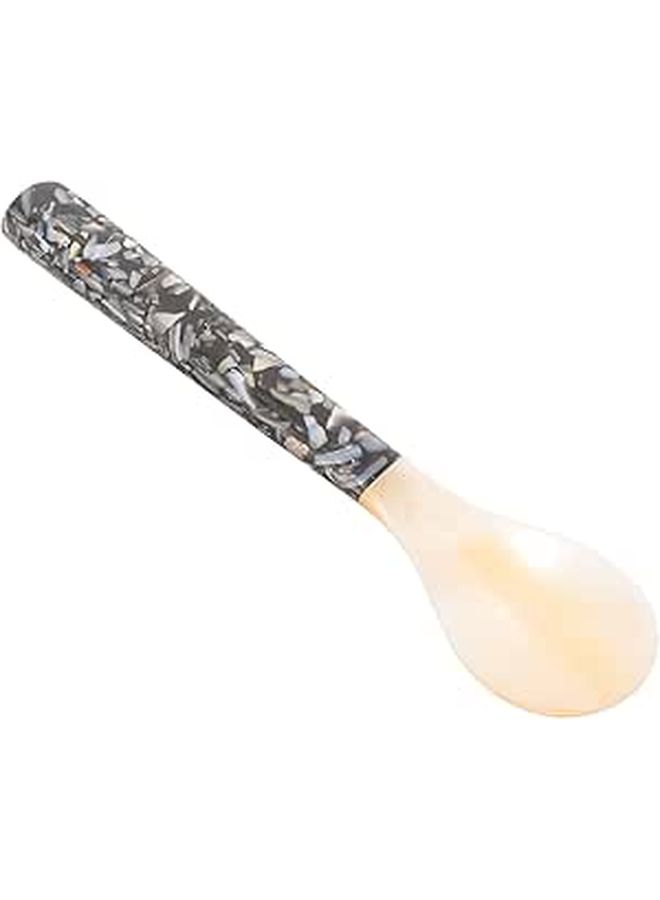 Black Shell Spoon 12cm Floral Patterned Dessert Ice Cream Porridge Soup Spoon Household Restaurant Multi Use - Image 1