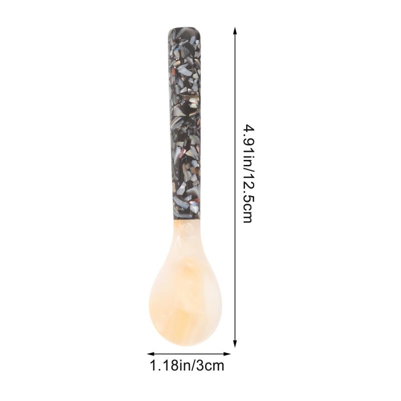 Black Shell Spoon 12cm Floral Patterned Dessert Ice Cream Porridge Soup Spoon Household Restaurant Multi Use - Image 3