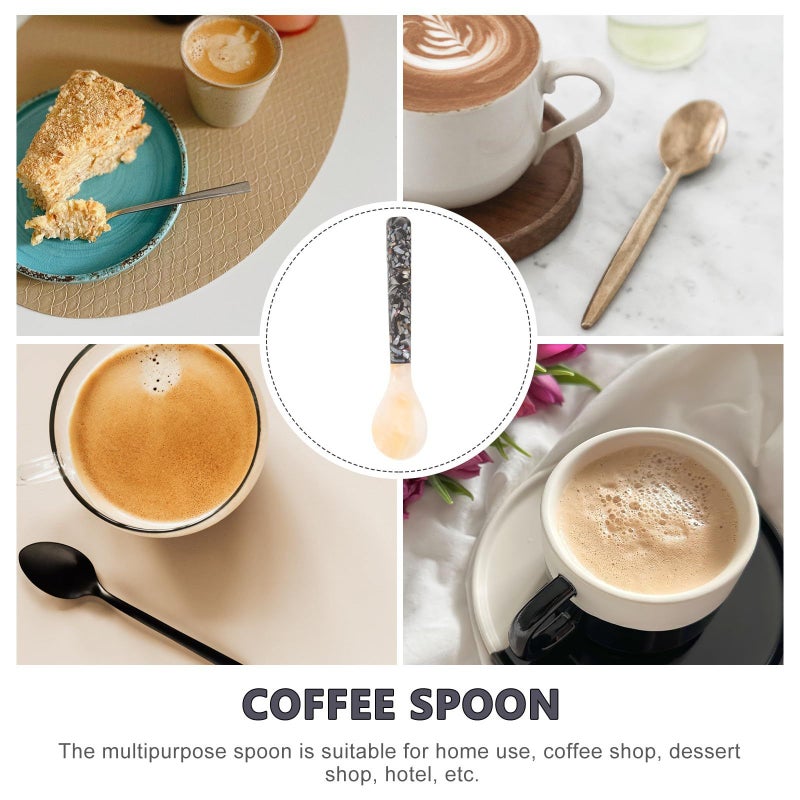 Black Shell Spoon 12cm Floral Patterned Dessert Ice Cream Porridge Soup Spoon Household Restaurant Multi Use - Image 4