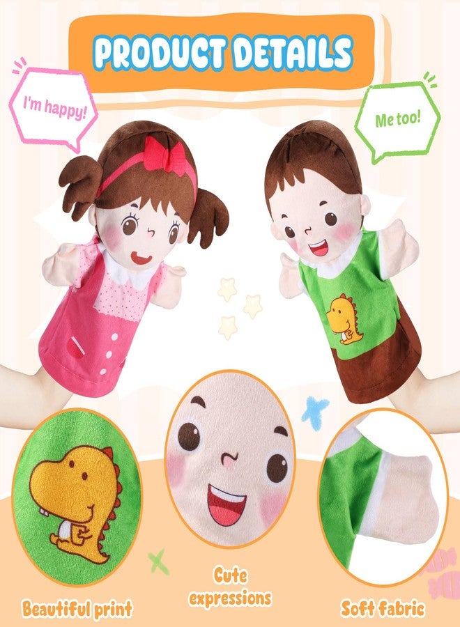 ZJoey 6 Pcs Family Hand Puppets 10 Inch Grandparents, Mom & Dad, Brother & Sister Plush Hand Puppet Toys Role-Play Toy Puppets for Kids Storytelling Imaginative Pretend Play Teaching Preschool(6 Family C) - Image 4