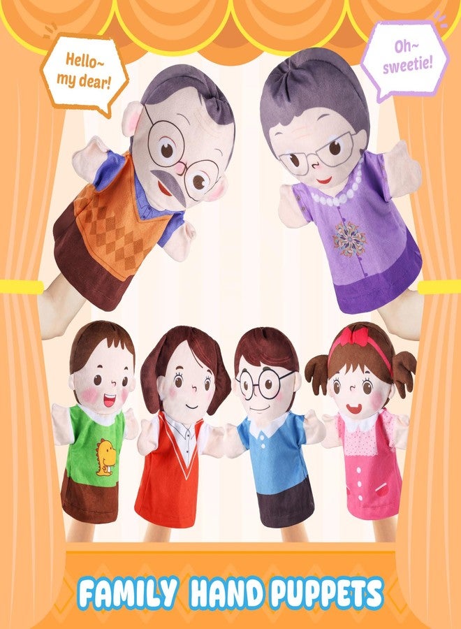 ZJoey 6 Pcs Family Hand Puppets 10 Inch Grandparents, Mom & Dad, Brother & Sister Plush Hand Puppet Toys Role-Play Toy Puppets for Kids Storytelling Imaginative Pretend Play Teaching Preschool(6 Family C) - Image 3