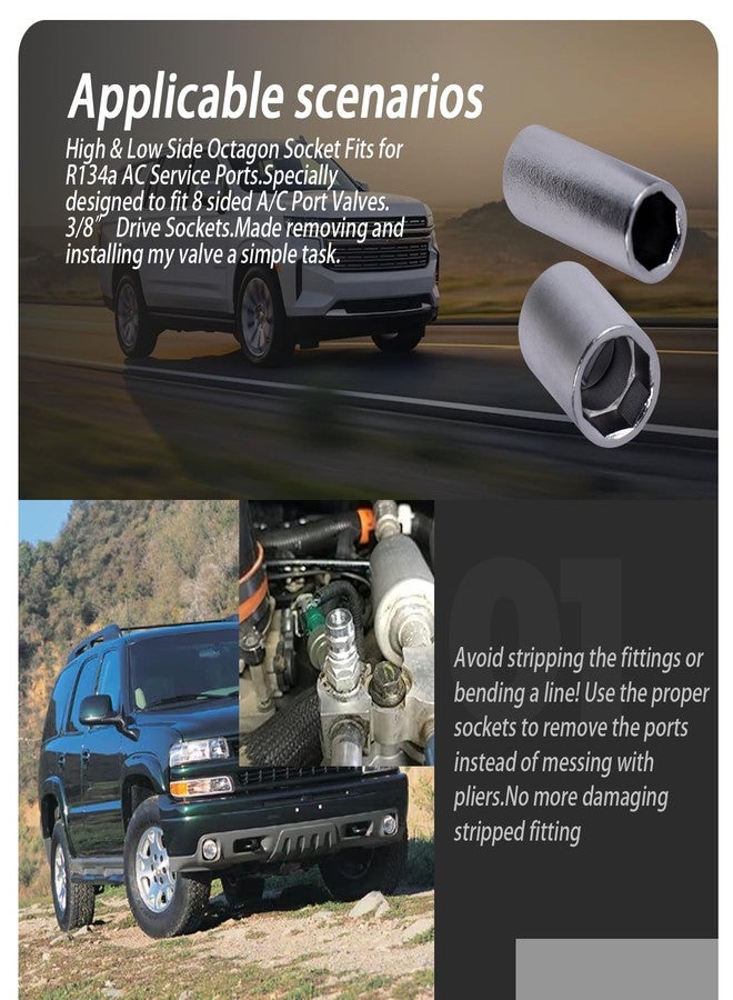 XTPTFABS BAS03022 - High Side Socket & BAS03023 - Low Side Socket Fit for R134a Systems 8 sided A/C Port Valves(Fits 3/8" Drive Ratchets) - Image 2