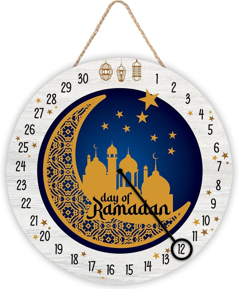 PAMBO Ramadan Door Hanging Decorations，30 Days Advent Calendar Countdown for Ramadan Home Table Decoration Sign - Image 1