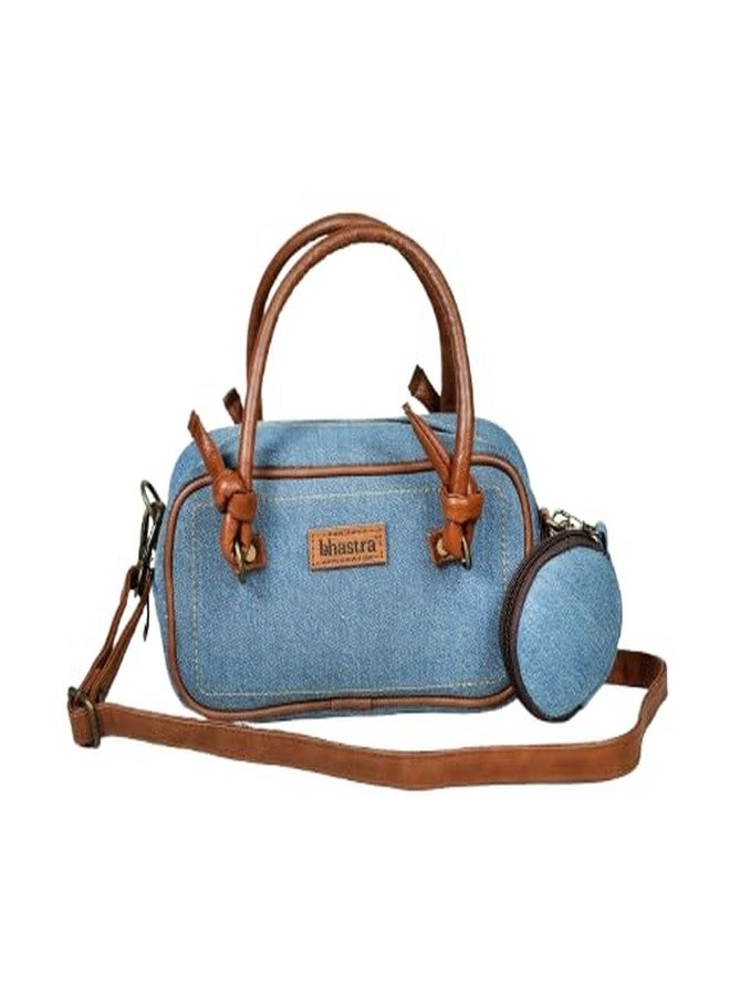 BHASTRA Denim Classic Drifft Bag With Coin Pouch - Dark Blue | Vegan Leather | Bag for Women - Girls Travel Crossbody Bags with Adjustable Strap | Ladies Shoulder Purse | Ideal For Gifting - Image 1