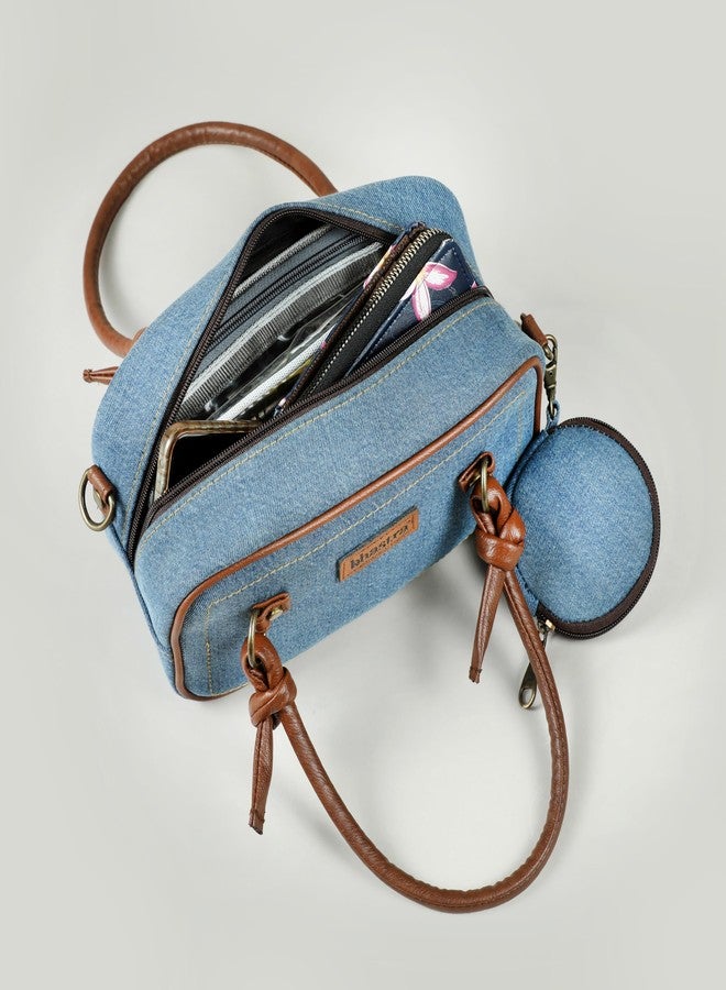 BHASTRA Denim Classic Drifft Bag With Coin Pouch - Dark Blue | Vegan Leather | Bag for Women - Girls Travel Crossbody Bags with Adjustable Strap | Ladies Shoulder Purse | Ideal For Gifting - Image 2