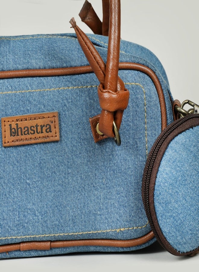 BHASTRA Denim Classic Drifft Bag With Coin Pouch - Dark Blue | Vegan Leather | Bag for Women - Girls Travel Crossbody Bags with Adjustable Strap | Ladies Shoulder Purse | Ideal For Gifting - Image 4