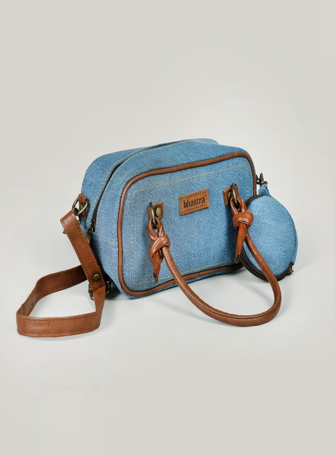 BHASTRA Denim Classic Drifft Bag With Coin Pouch - Dark Blue | Vegan Leather | Bag for Women - Girls Travel Crossbody Bags with Adjustable Strap | Ladies Shoulder Purse | Ideal For Gifting - Image 3