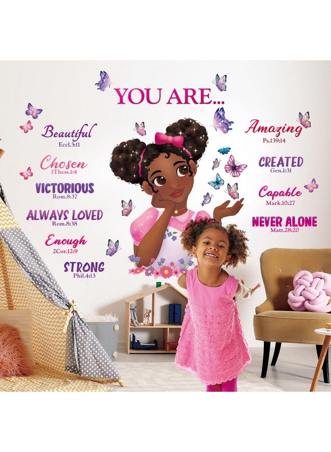 Decowall Sg2-2315 Black Girl Magic Wall Stickers Decals Girls Bedroom Butterfly Kids Room Art Toddler Decorations Butterflies Baby Nursery Afro Door Wallpaper Pink - Image 2