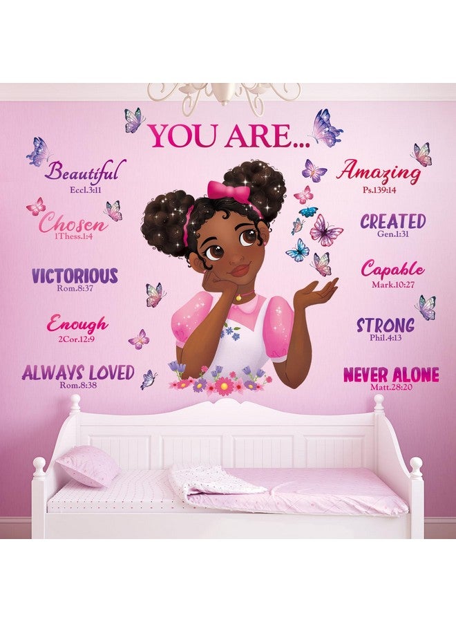 Decowall Sg2-2315 Black Girl Magic Wall Stickers Decals Girls Bedroom Butterfly Kids Room Art Toddler Decorations Butterflies Baby Nursery Afro Door Wallpaper Pink - Image 3