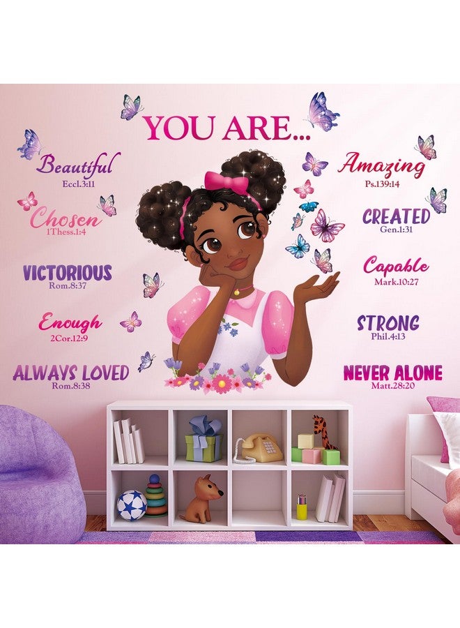Decowall Sg2-2315 Black Girl Magic Wall Stickers Decals Girls Bedroom Butterfly Kids Room Art Toddler Decorations Butterflies Baby Nursery Afro Door Wallpaper Pink - Image 1