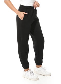 Andora Elastic Waist Fleeced Pants_Black  - Image 2