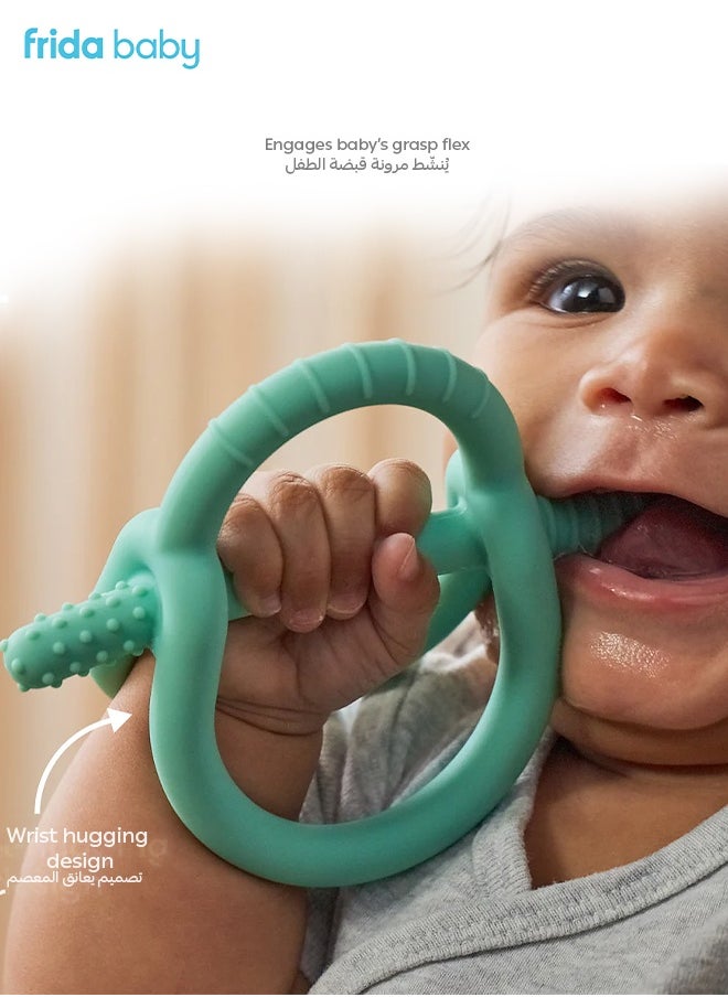 fridababy - Get-A-Grip Teether – 3-in-1 Silicone Teething Toy, Easy-Hold Design, BPA-Free, Textured for Gum Relief, Soothes Sore Gums, Baby Essentials for 3+ Months - Image 1