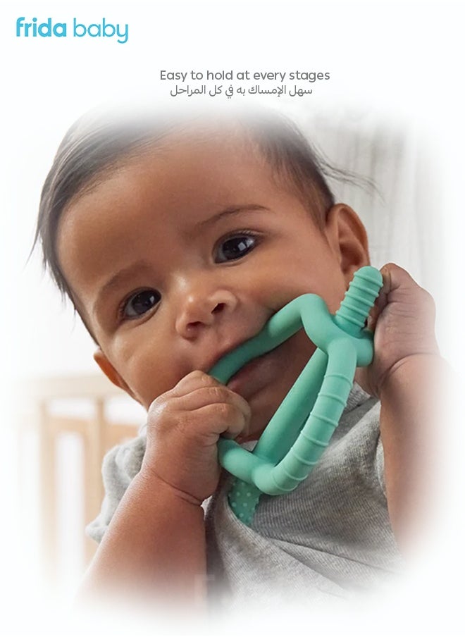 fridababy - Get-A-Grip Teether – 3-in-1 Silicone Teething Toy, Easy-Hold Design, BPA-Free, Textured for Gum Relief, Soothes Sore Gums, Baby Essentials for 3+ Months - Image 1