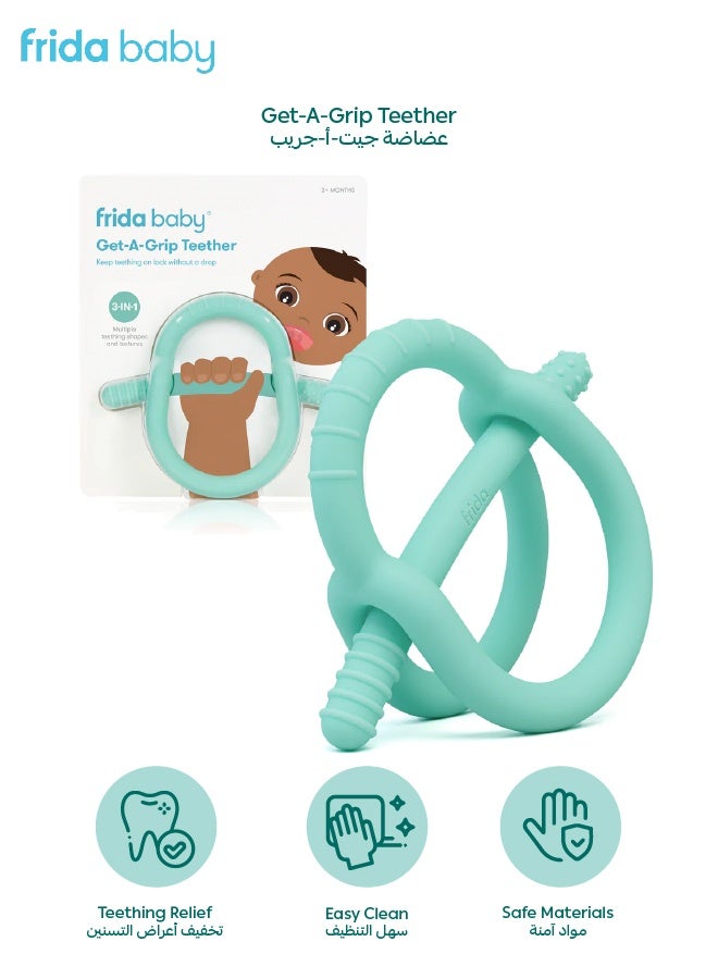 فريدا بيبي عضاضة الأطفال جِت-أ-جريب - لعبة تسنين سيليكونية ٣ في ١، تصميم سهل الإمساك، خالية من المواد الضارة، ملمس مهدئ للثة، تخفف آلام التسنين، ضرورية للأطفال من عمر ٣ أشهر فأكثر - Image 1